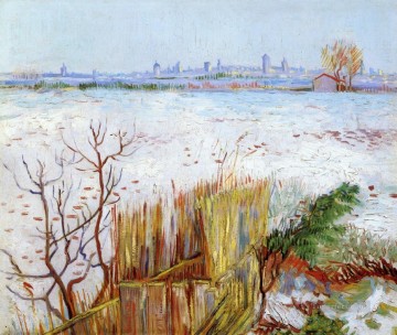  nevado Arte - Paisaje nevado con Arles al fondo Vincent van Gogh